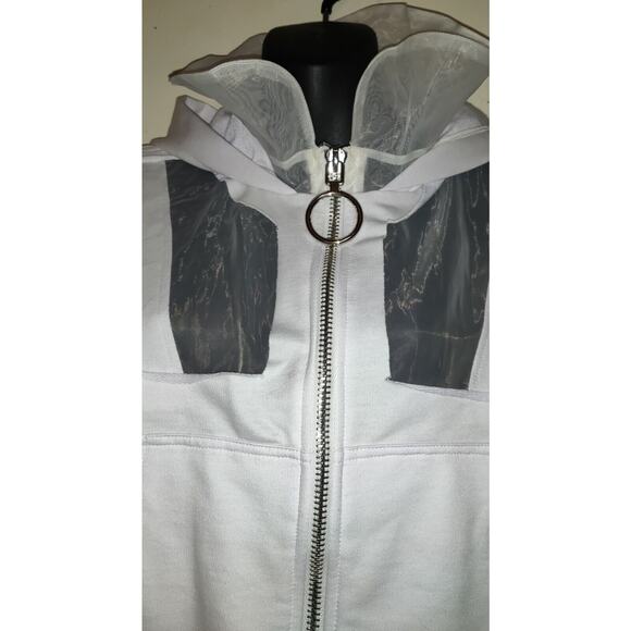 Fashion Nova White Muse Hoodie Sz S Sheer Boxy Jacket Space Futuristic New NWT S - Picture 5 of 16